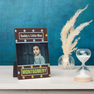 Daddys Little Man Brown Stars and Boys Foto Fotoplatte