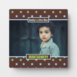 Daddys Little Man Brown Stars and Boys Foto Fotoplatte