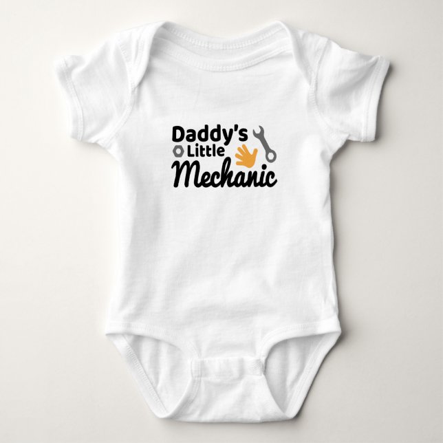 Daddy's Little Mechanic Baby Jersey Bodysuit Baby Strampler (Vorderseite)