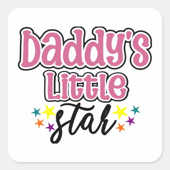 Daddy's Little Star Quadratischer Aufkleber (Vorderseite)