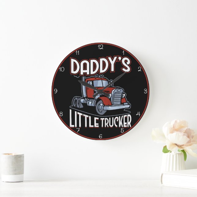 Daddy's Little Trucker Red Truck Große Wanduhr (Zuhause)