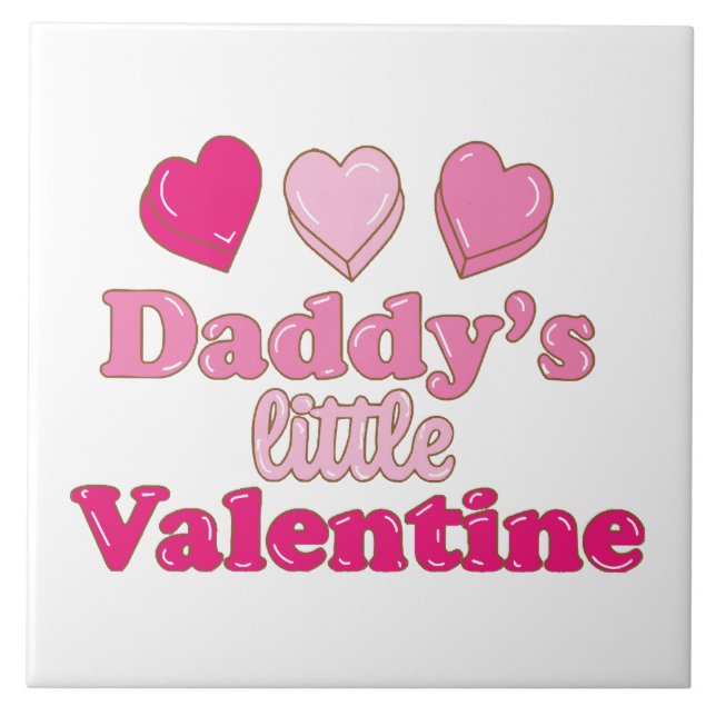 Daddy's Little Valentine Design mit Herzen Fliese (Vorderseite)