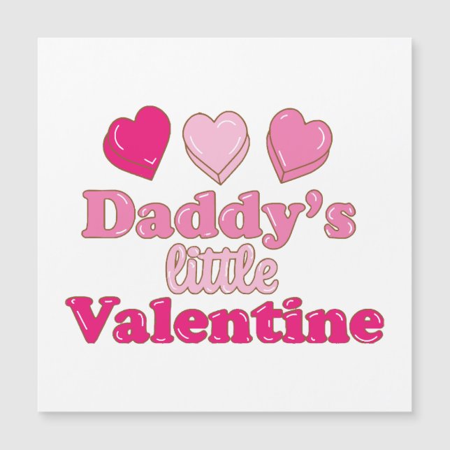 Daddy's Little Valentine Design mit Herzen Magnetkarte (Vorderseite)