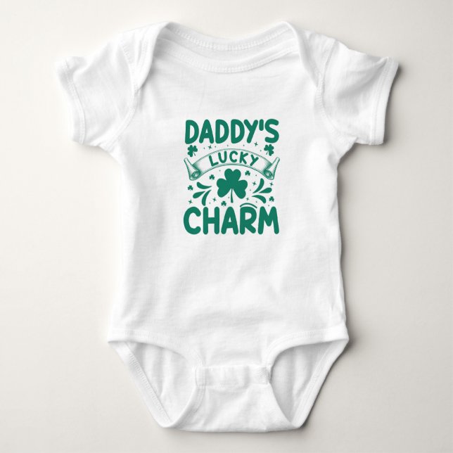 Daddy's Lucky Charm St Patrick's Day Baby Bodysuit Baby Strampler (Vorderseite)