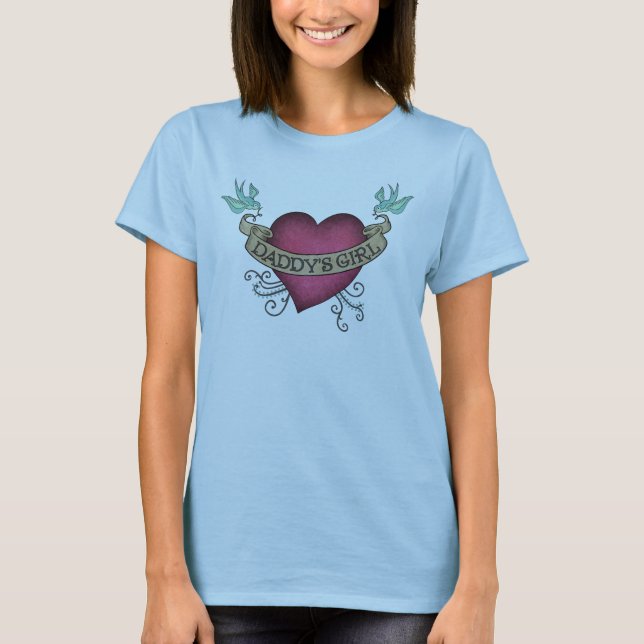 Daddys Mädchen HeartTattoo T-Shirt (Vorderseite)