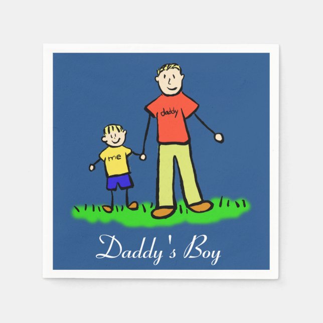 Daddys Personalisierte Familiencharakter Napkin Serviette (Vorderseite)