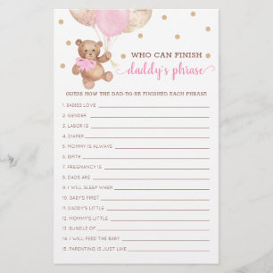 Daddy's Phrase Game Baby Shower Teddy Bär