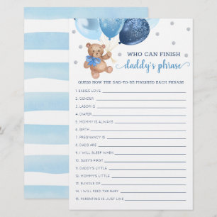 Daddy's Phrase Game Baby Shower Teddy Bär