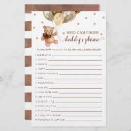 Daddy's Phrase Game Baby Shower Teddy Bär