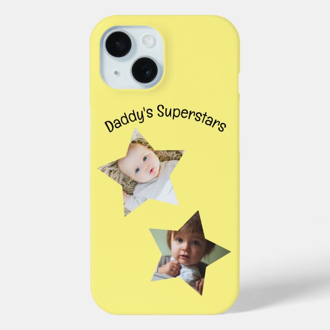 Daddy's Superstars Personalisiert zwei Foto Text Case-Mate iPhone Hülle (Rückseite)