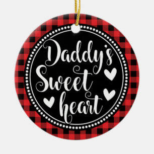 Daddy's Sweetheart Little Girl Red Kariert Keramik Ornament