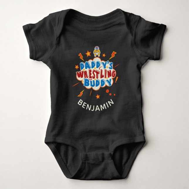 Daddys Wrestling Buddy Personalisiert Baby Strampler (Vorderseite)