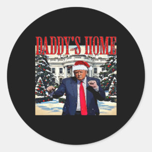 Daddy's Zuhause Christmas Edition White House Trum Runder Aufkleber