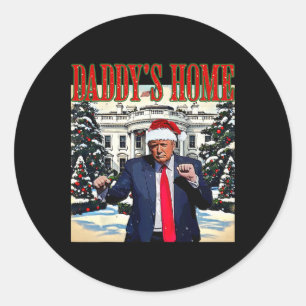 Daddy's Zuhause Christmas Edition White House Trum Runder Aufkleber