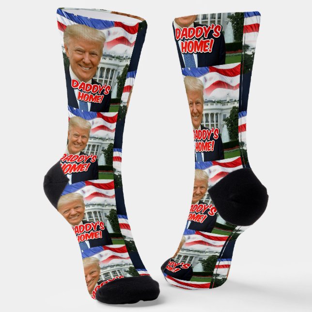 Daddys Zuhause Präsident Donald Trump 2024 Sieg Socken (Gewinkelt)