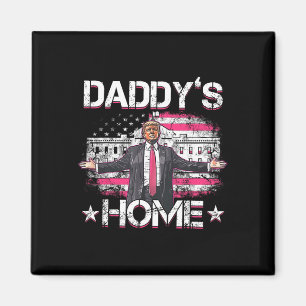 Daddys Zuhause Trump Pink 2024 Funny Trump Amerika Magnet