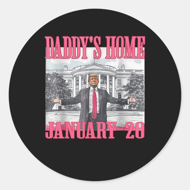 Daddys Zuhause Trump Runder Aufkleber (Vorderseite)