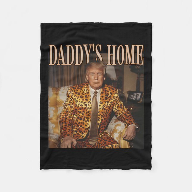 Daddys Zuhause Trump Trump 2024 Leopard Funny Fleecedecke (Vorderseite)