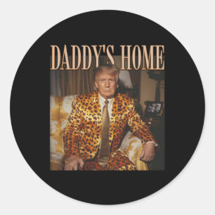 Daddys Zuhause Trump Trump 2024 Leopard Funny Runder Aufkleber