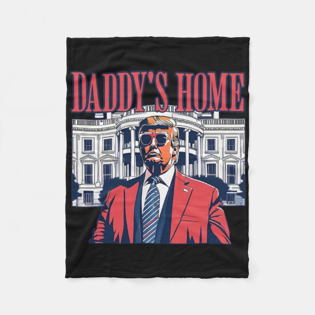 Daddys Zuhause White House Trump 2024 Fleecedecke (Vorderseite)