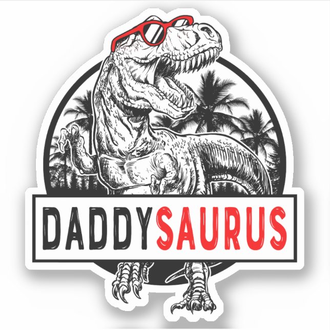 Daddysaurus Daddy Saurus T Rex Vatertag 1WH1 Aufkleber (Vorderseite)