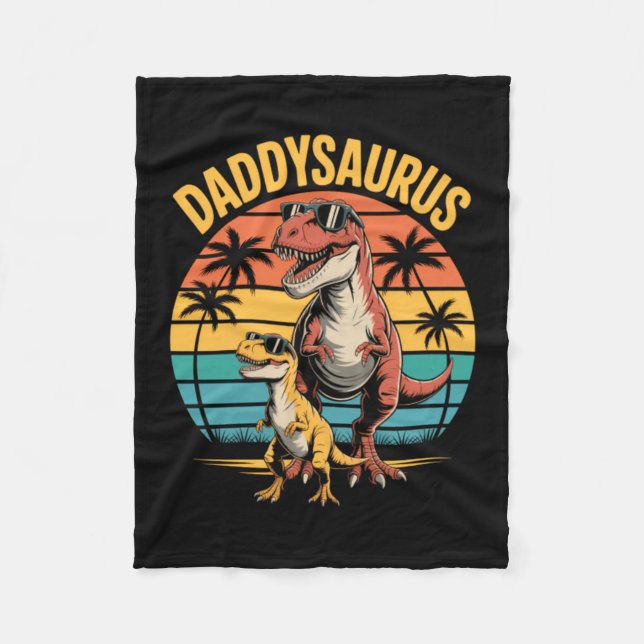 Daddysaurus Dinosaur Sommer Vatertag Fleecedecke (Vorderseite)