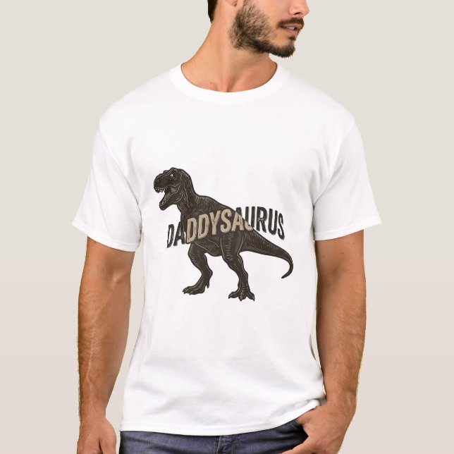 Daddysaurus Dinosaur Vintage Gravur Shirt Design (Vorderseite)