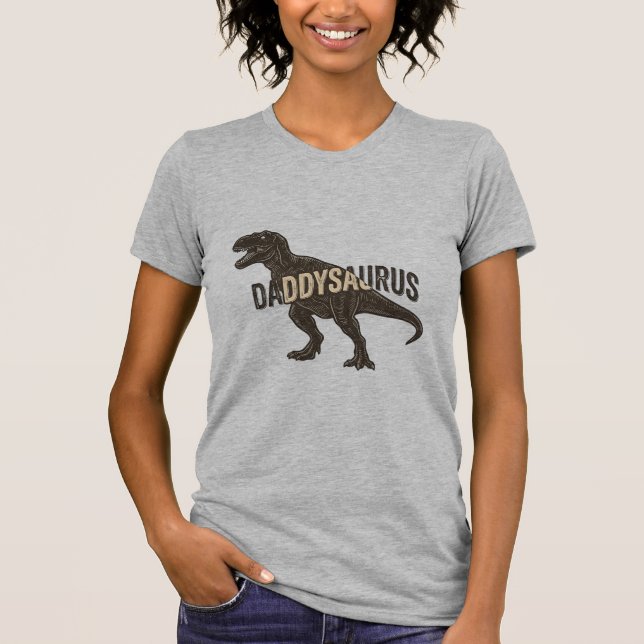 Daddysaurus Dinosaur Vintage Gravur Shirt Design (Vorderseite)