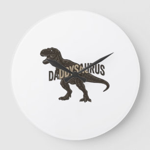 Daddysaurus Dinosaur Vintage Gravur Shirt Design Große Wanduhr