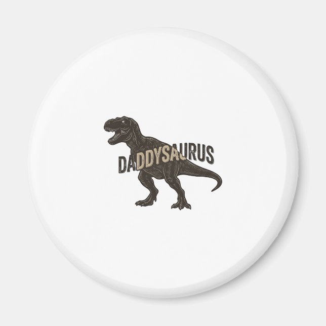 Daddysaurus Dinosaur Vintage Gravur Shirt Design Magnet (Vorne)