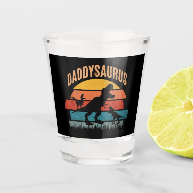 Daddysaurus - Funny Dinosaur Vater Geschenk Schnapsglas (Vorderseite)