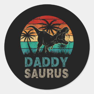 Daddysaurus Funny Vatertag T Rex Daddy Saurus Runder Aufkleber