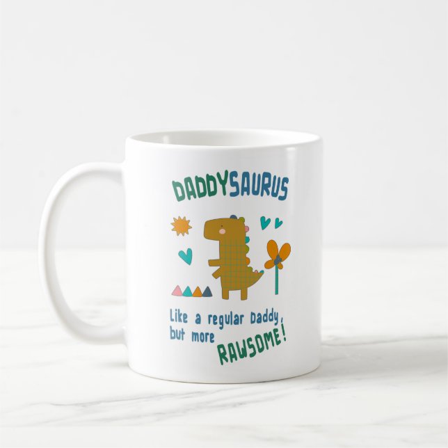 DaddySaurus Geburtstag oder Vatertag Kaffeetasse (Links)