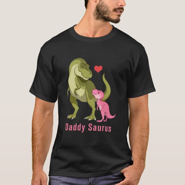 DaddySaurus Green T-Rex & Blue Baby Boy Dinosaurs T-Shirt (Vorderseite)