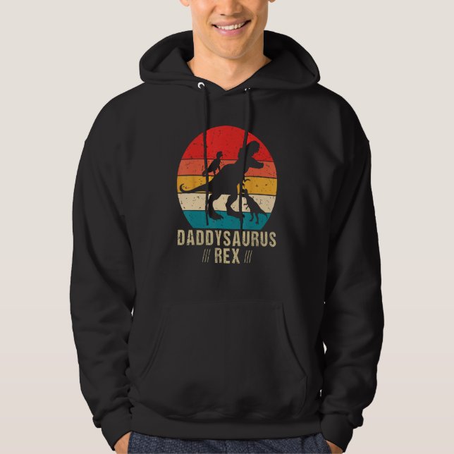 Daddysaurus Rex 2 Kids Sunset For Fathers Day Hoodie (Vorderseite)