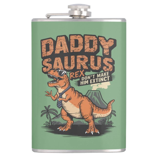 Daddysaurus Rex - Die Coole prähistorische Legende Flachmann (Vorderseite)