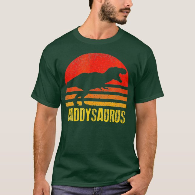 Daddysaurus Shirt Retro Vintag Sunset Dinosaurier (Vorderseite)