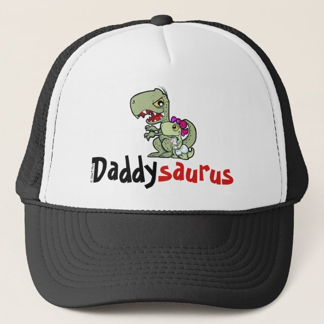 Daddysaurus T-Rex Baby Girl Father Truckerkappe (Vorderseite)