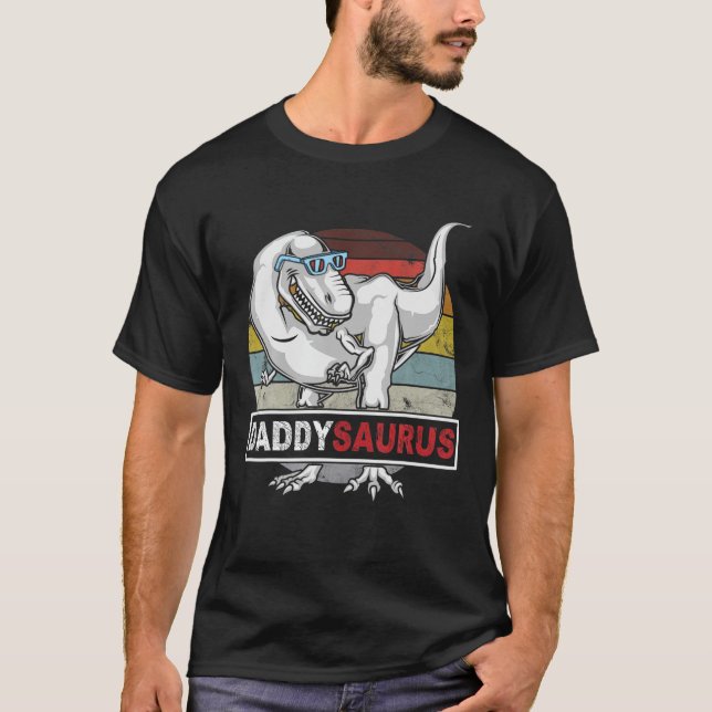DADDYSAURUS T Rex Dinosaur Daddy Saurus Birthday V T-Shirt (Vorderseite)
