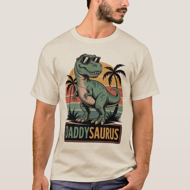 Daddysaurus T-Rex - Funny Retro Vater Dinosaur T-Shirt (Vorderseite)