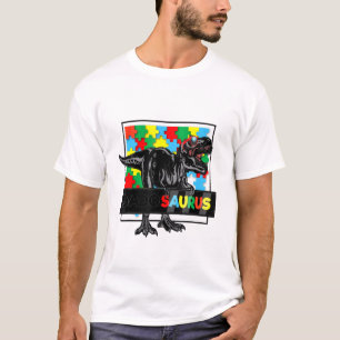 Dadosaurus T Rex Autism Fathers Day Dadasaurus Vin T-Shirt