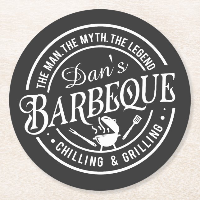 Dads Barbeque | Mann, Mythos, Legende Runder Pappuntersetzer (Vorderseite)