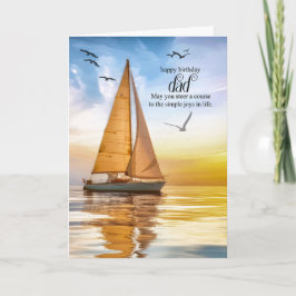 Dad's Birthday Nautical Sailboat Theme Seagulls Karte
