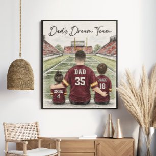 Dads Dream Team Fußball-Familienporträt Poster