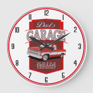 Dads' Garage Truck Große Wanduhr
