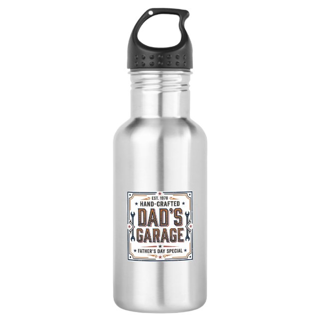 Dads Garage Vintage Vatertag Edelstahlflasche (Vorderseite)