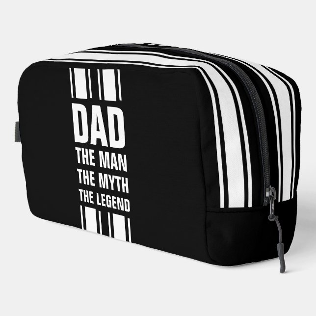Dad's White Racing Stripe Black Overnight Bag Waschbeutel (Rechte Ecke)