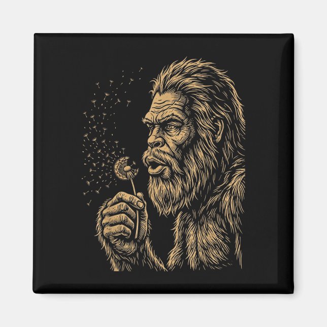 Dadsquatch Bigfoot bläst Löwenzahn Vintage Magnet (Vorne)