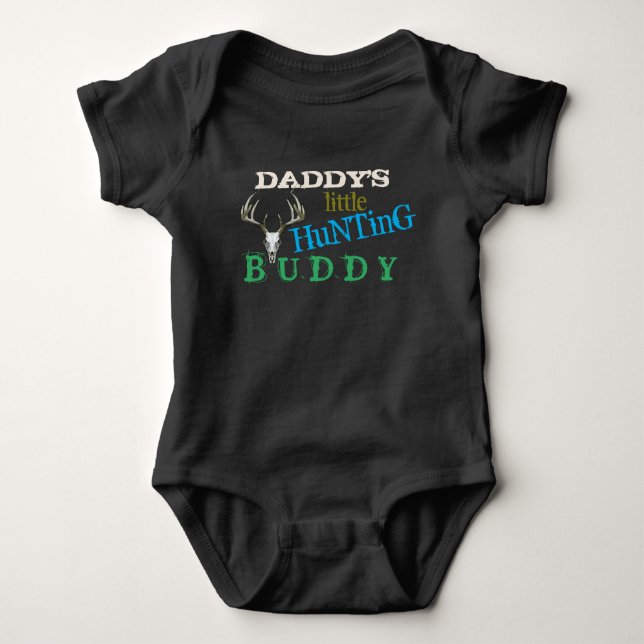 Dadys kleiner Jagdbegleiter Hirschgeweih Baby Strampler (Vorderseite)