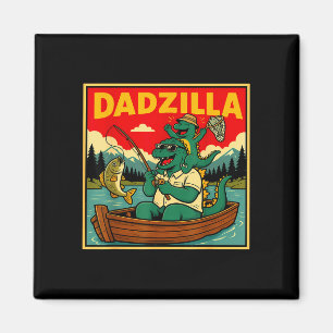 Dadzilla Angeln Dinosaur Vater und Sohn Retro Magnet